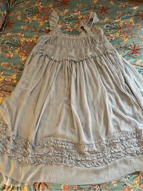 Free People Light Gray Ruffle-Trim Maxi Dress